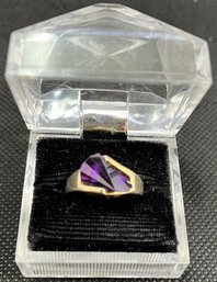I8K GE Yellow Gold Ring With Amethyst - (R4)