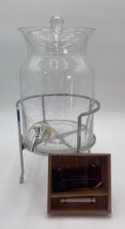 Glass Drink Dispenser With Chalkboard Label