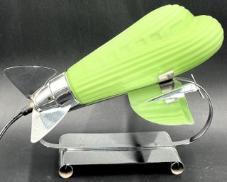 Vintage Frosted Green Glass DC-3 Airplane Lamp - (P)
