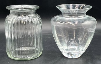 2 Clear Glass Vases (B1)