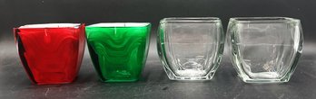 Lot Of 4 Glass Candle Holders/vessels (B1)