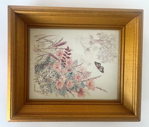 Print Of Flowers & Butterfly