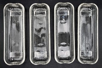 Lot Of 4 Vintage Clear Glass Corn On COB Holders (B3)