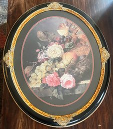 Floral Print In Oval Frame