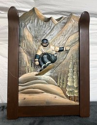 Carved Wood Snow Boarder