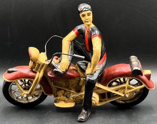 Large Resin Motorcycle And Rider Statue - (A1)