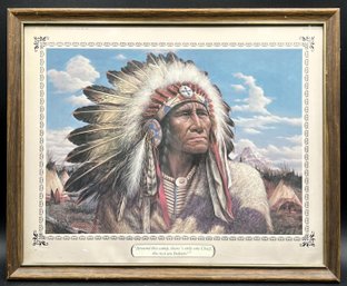 Wood Framed Native American Chief Print By Alfredo Rodriguez - (A1)