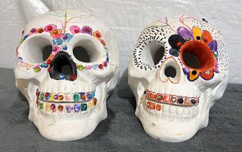 Partially Painted Plaster Sugar Skulls