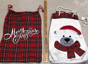 2 Large Cloth Christmas Bags