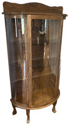 Beautiful Vintage Wood & Glass Half Moon Curio Cabinet