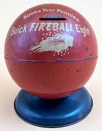 Vintage 1930s BUICK FIREBALL EIGHT Tin Coin Bank - (PR)