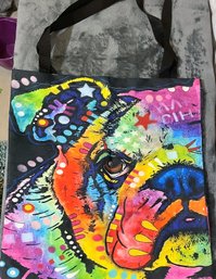 Bag / Tote With Colorful Bulldog