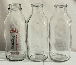 3 Glass Milk Bottles - (BWH)