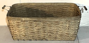 Large Woven Basket With Wood Handles - (B2)