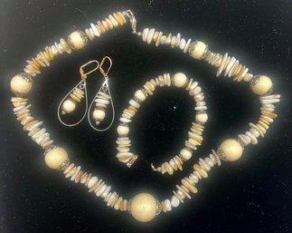 Jewelry Bundle #10 - Mother Of Pearl Necklace /. Bracelet / Earring Set