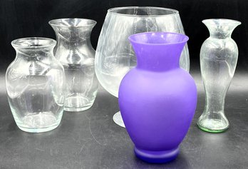 Lot Of 5 Glass Vase Bundle - (B2)