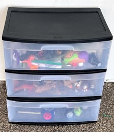 Plastic 3 Drawer Storage Drawer Filled With Childrens Toys