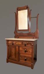 Gorgeous Marble Top Wood Dresser Cabinet With Mirror