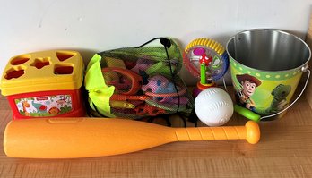 Lot Of 6 Assortment Of Toys In Storage Tote