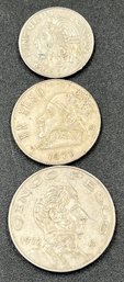 Lot Of 3 Mexico Coins 5peso, 1 Peso, 50 Centavos - (G6)