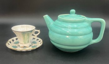 Vintage Ringware Teapot With Beautiful Tea Cup & Saucer