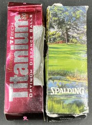 2 New In Box Three Packs Of Titech & Spalding Golf Balls - (G6)