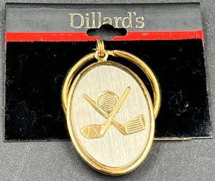 New In Packaging Dilliard's Gold Tone Golf Keychain - (G6)