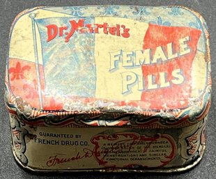 Antique Dr. Martel's Female Pills Metal Tin Box - (A5)