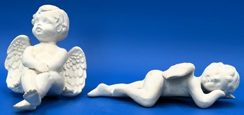 2 Ceramic Bookshelf Angel Figurines - (FR)