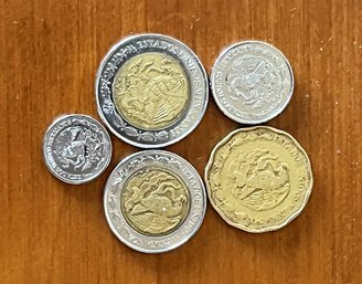 Lot Of 5 Mexican Peso Coins