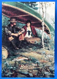 Vintage Bristol Steel Fishing Rods Metal Sign - (A4)