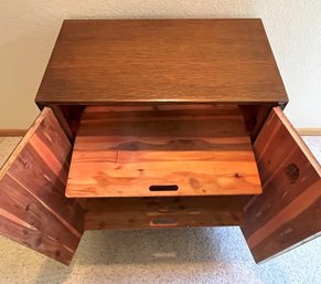 LANE Wood Cedar Storage Cabinet - Pull Out Shelves