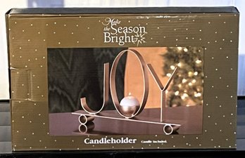 Metal Joy Christmas Candle Holder New In Box - (B5)