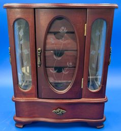 Mini Wood Jewelry Box Cabinet Armoire - (FR)