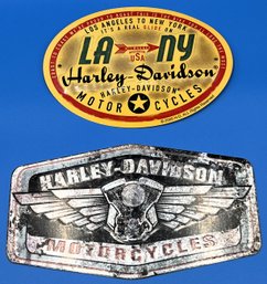2 Harley Davidson Metal Signs - (A4)