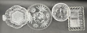 4 Vintage Cut Glass Dishes - (BB2)
