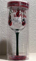 Christmas Hand Painted Wine Glass - New In Packaging