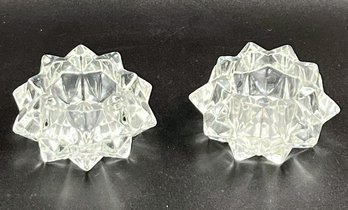 Pair Of Starburst Crystal Votive Candle Holders