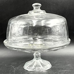 Vintage Pedestal Glass Cake Stand With Dome