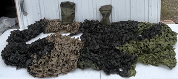 2 US Military Vietnam Era Camouflage Nets In Case - (C1)