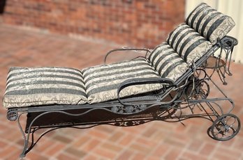 Rolling Metal Patio Lounge Chair With Table - (BY)