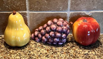 Ceramic Pear, Grapes, & Apple Decoration