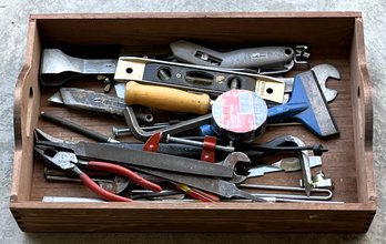 Lot Of Tools In Wood Caddy - (G)