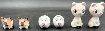 Set Of 3 Pair Of Pig Design Salt And Papper Shakers - (D)