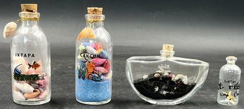 Lot Of 4 Small Souvenir Glass Bottles - (D)