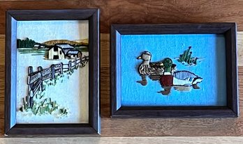 2 Wood Framed Yarn Pictures