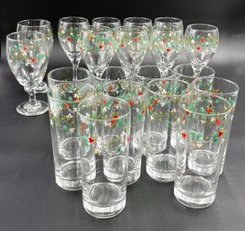 Set Of 10 Pfaltzgraff Winterberry Glasses & 10 Wine Glasses (D6)