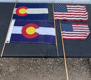 2 Colorado & American Flags