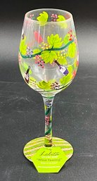 Lolita Wine Glass 'Wine Tasting'  Hand Painted- New With Tags (D10)