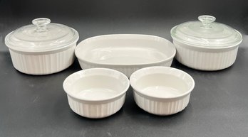 Set Of 5 Corningware Stoneware Casserole Dishes (D12)